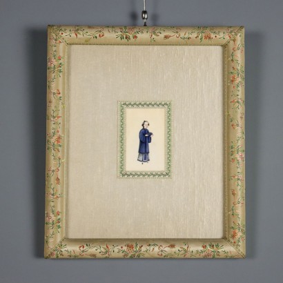 Coppia di dipinti con Figure Cinesi,Coppia di figure cinesi