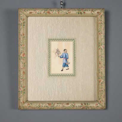 Coppia di dipinti con Figure Cinesi,Coppia di figure cinesi