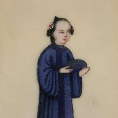 Coppia di dipinti con Figure Cinesi,Coppia di figure cinesi