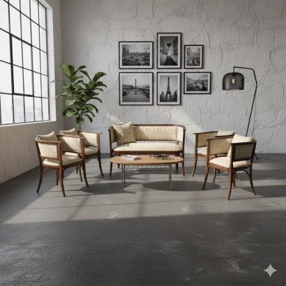 Salottino liberty,Salottino Thonet Mundus in Faggio