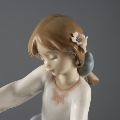 Little Girl with Dog Lladro Manufactory, Young Girl and Dog in Porcelain Manufactory