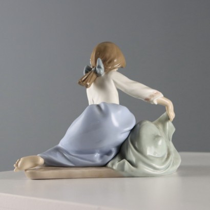 Little Girl with Dog Lladro Manufactory, Young Girl and Dog in Porcelain Manufactory