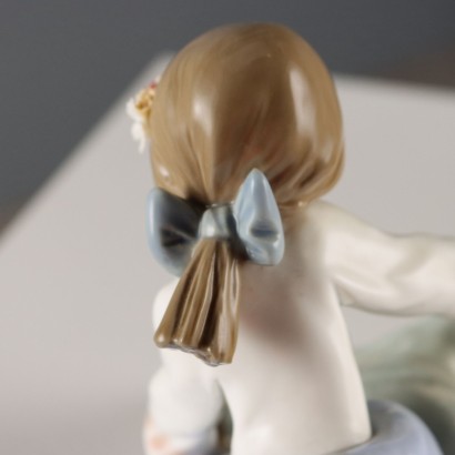 Little Girl with Dog Lladro Manufactory, Young Girl and Dog in Porcelain Manufactory