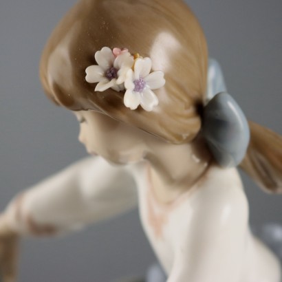 Little Girl with Dog Lladro Manufactory, Young Girl and Dog in Porcelain Manufactory