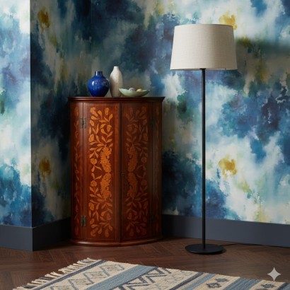 Corner cupboard, Dutch half-moon corner cupboard in Noc