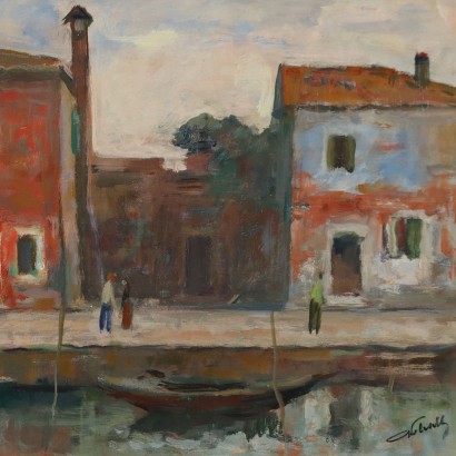 Dipinto di Eugenio Polesello ,Motivo a Burano,Eugenio Polesello,Eugenio Polesello,Eugenio Polesello,Eugenio Polesello
