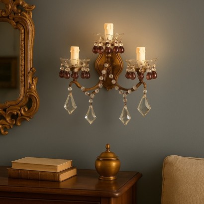 Applique,Applique a Tre Luci in Ferro