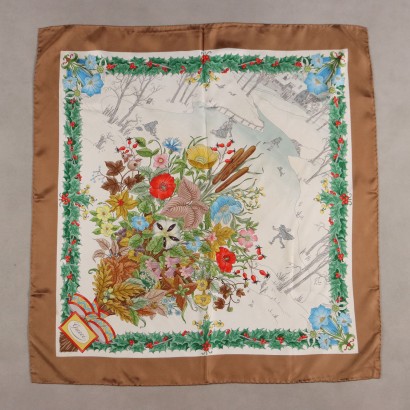Gucci Foulard Vintage Floreale Paesaggio Invernale
