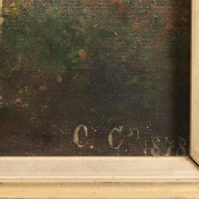 Dipinto Paesaggio con Lago di Pusiano in Brianza | Arte Ottocento_1327356 Dipinto Paesaggio con Lago di Pusiano ,Paesaggio con lago di Pusiano in Brian