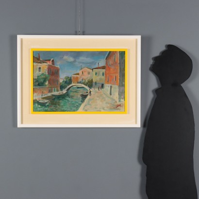 Dipinto di Eugenio Polesello,Canale a Venezia,Eugenio Polesello,Eugenio Polesello,Eugenio Polesello,Eugenio Polesello,Eugenio Polesello,Eugenio Polesello