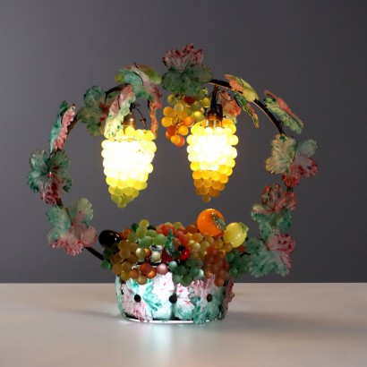 Lampada a cesto di frutta in vetro