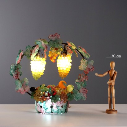 Lampada a cesto di frutta in vetro