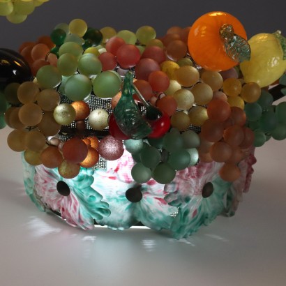 Lampada a cesto di frutta in vetro