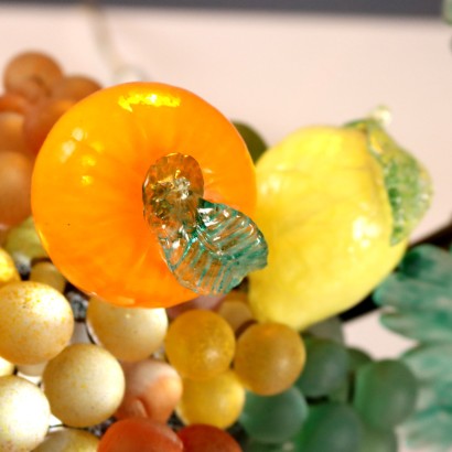 Lampada a cesto di frutta in vetro