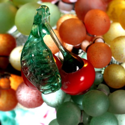 Lampada a cesto di frutta in vetro