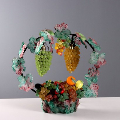 Lampada a cesto di frutta in vetro