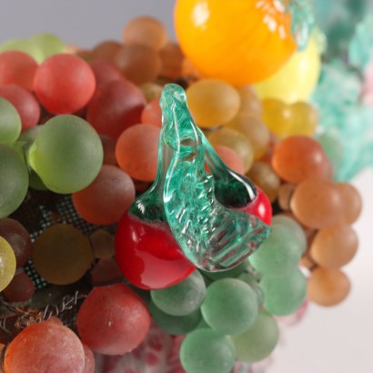 Lampada a cesto di frutta in vetro