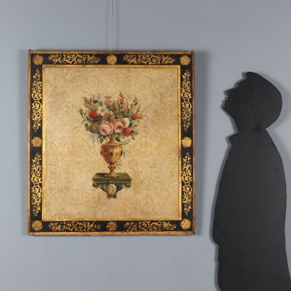 Dipinto Moderno Composizione con Fiori Olio su Tela XIX Secolo_1328753 Dipinto Composizione con Fiori