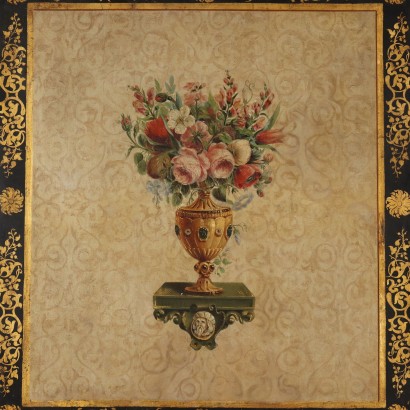 Dipinto Moderno Composizione con Fiori Olio su Tela XIX Secolo_1328754 Dipinto Composizione con Fiori