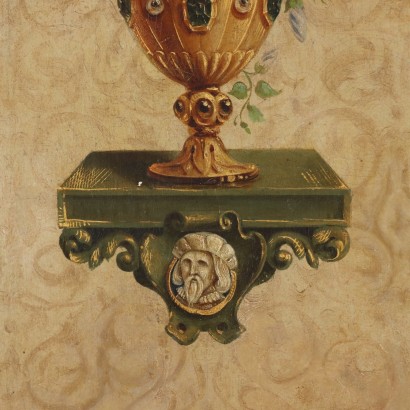 Dipinto Moderno Composizione con Fiori Olio su Tela XIX Secolo_1328757 Dipinto Composizione con Fiori