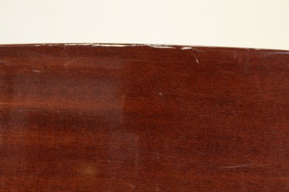 Tavolo ovale, legno impiallacciato, metallo verniciato, buone condizioni, piccoli segni di usura