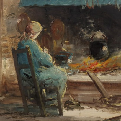 Dipinto Mario Fattori,Dipinto di Mario Fattori,Interno con focolare,Mario Fattori,Mario Fattori,Mario Fattori,Mario Fattori