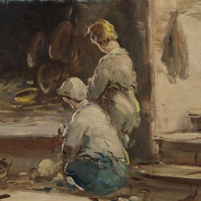 Dipinto Mario Fattori,Dipinto di Mario Fattori,Interno con focolare,Mario Fattori,Mario Fattori,Mario Fattori,Mario Fattori