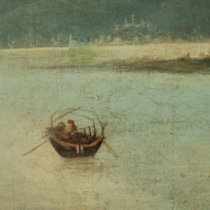 Dipinto Paesaggio con veduta di Omegna