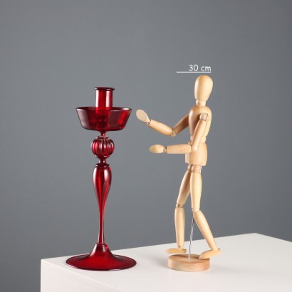 Candeliere in Vetro Rosso di Murano