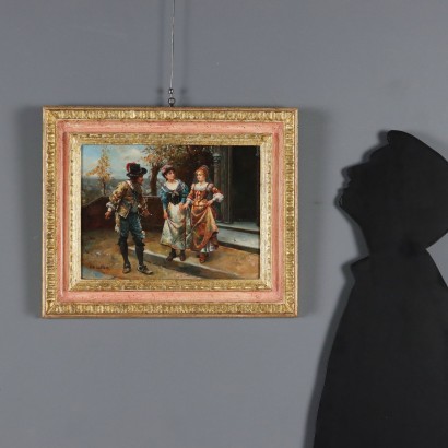 Dipinto di Frank Moss Bennett,Dame con un moschettiere,Frank Moss Bennett,Frank Moss Bennett,Frank Moss Bennett,Frank Moss Bennett