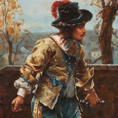 Dipinto di Frank Moss Bennett,Dame con un moschettiere,Frank Moss Bennett,Frank Moss Bennett,Frank Moss Bennett,Frank Moss Bennett