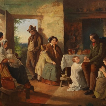 Dipinto Scena Familiare di Interno