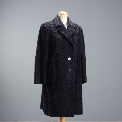Cappotto Vintage in Astrakan Blu Botte