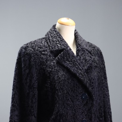 Cappotto Vintage in Astrakan Blu Botte
