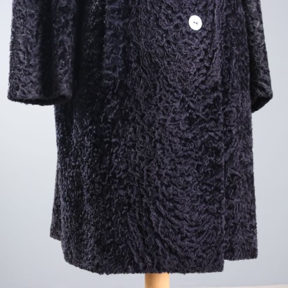 Cappotto Vintage in Astrakan Blu Botte
