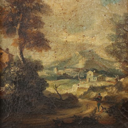 Coppia di dipinti Paesaggi con Figure,Coppia di paesaggi con figure,Coppia di Dipinti Paesaggi con Figure