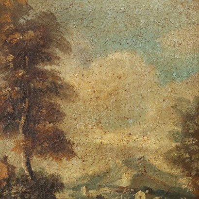 Coppia di dipinti Paesaggi con Figure,Coppia di paesaggi con figure,Coppia di Dipinti Paesaggi con Figure