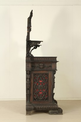 Hall, reich geschnitzt, Gentilizzi Abzeichen, Masken, Karyatiden, stattliche Sideboard, anzeigen, Schränke und Regal, wieder Leder, Leder, Tisch Fenn