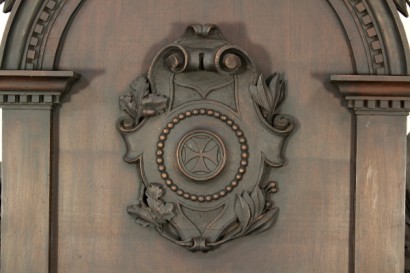 Hall, reich geschnitzt, Gentilizzi Abzeichen, Masken, Karyatiden, stattliche Sideboard, anzeigen, Schränke und Regal, wieder Leder, Leder, Tisch Fenn
