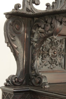 Hall, reich geschnitzt, Gentilizzi Abzeichen, Masken, Karyatiden, stattliche Sideboard, anzeigen, Schränke und Regal, wieder Leder, Leder, Tisch Fenn