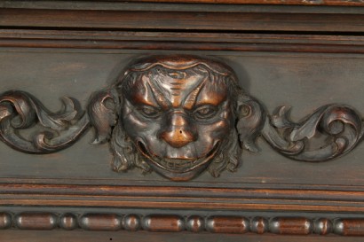 Hall, reich geschnitzt, Gentilizzi Abzeichen, Masken, Karyatiden, stattliche Sideboard, anzeigen, Schränke und Regal, wieder Leder, Leder, Tisch Fenn