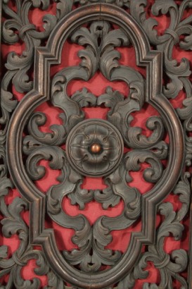 Hall, reich geschnitzt, Gentilizzi Abzeichen, Masken, Karyatiden, stattliche Sideboard, anzeigen, Schränke und Regal, wieder Leder, Leder, Tisch Fenn