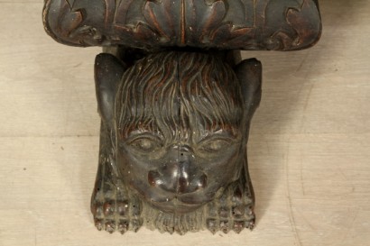 Hall, reich geschnitzt, Gentilizzi Abzeichen, Masken, Karyatiden, stattliche Sideboard, anzeigen, Schränke und Regal, wieder Leder, Leder, Tisch Fenn