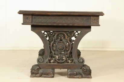 Hall, reich geschnitzt, Gentilizzi Abzeichen, Masken, Karyatiden, stattliche Sideboard, anzeigen, Schränke und Regal, wieder Leder, Leder, Tisch Fenn