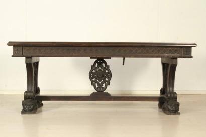 Hall, reich geschnitzt, Gentilizzi Abzeichen, Masken, Karyatiden, stattliche Sideboard, anzeigen, Schränke und Regal, wieder Leder, Leder, Tisch Fenn
