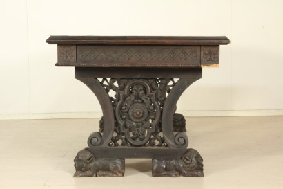 Hall, reich geschnitzt, Gentilizzi Abzeichen, Masken, Karyatiden, stattliche Sideboard, anzeigen, Schränke und Regal, wieder Leder, Leder, Tisch Fenn