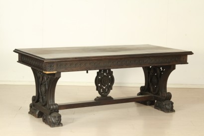 Hall, reich geschnitzt, Gentilizzi Abzeichen, Masken, Karyatiden, stattliche Sideboard, anzeigen, Schränke und Regal, wieder Leder, Leder, Tisch Fenn