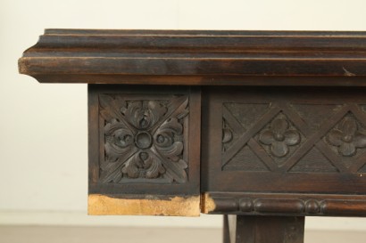Hall, reich geschnitzt, Gentilizzi Abzeichen, Masken, Karyatiden, stattliche Sideboard, anzeigen, Schränke und Regal, wieder Leder, Leder, Tisch Fenn