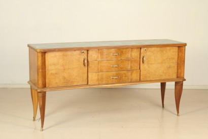 Móvil 40-50 años bufé con espejo, madera contrachapada, vidrio, mármol efecto latón detalles, decorado espejo, buen estado