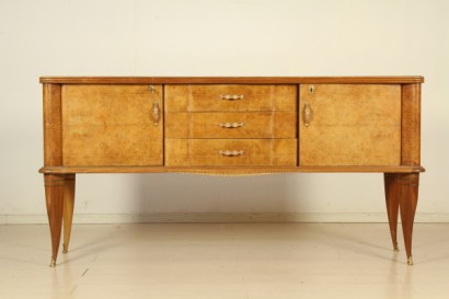 Móvil 40-50 años bufé con espejo, madera contrachapada, vidrio, mármol efecto latón detalles, decorado espejo, buen estado